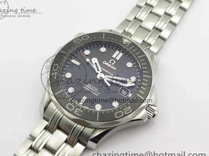 0816 Flexible Seamaster 300M SS OMF 1:1 Best Edition Black Dial Matt Black Ceramic Bezel On SS Bracelet A 8147
